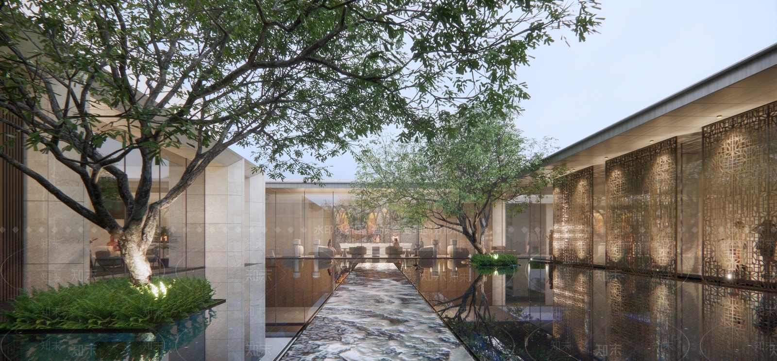 万科现代示范区景观庭院SU模型下载【ID:1150919359】