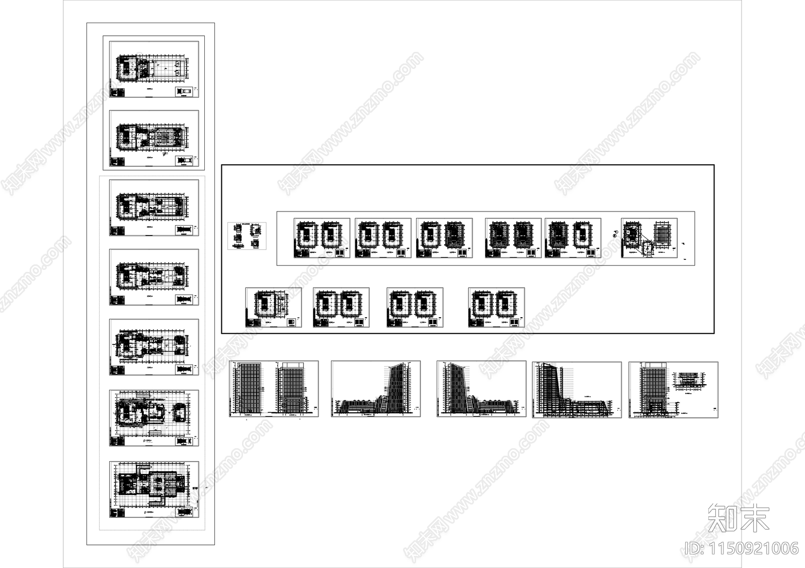 某高层现代风格办公综合楼建施图cad施工图下载【ID:1150921006】