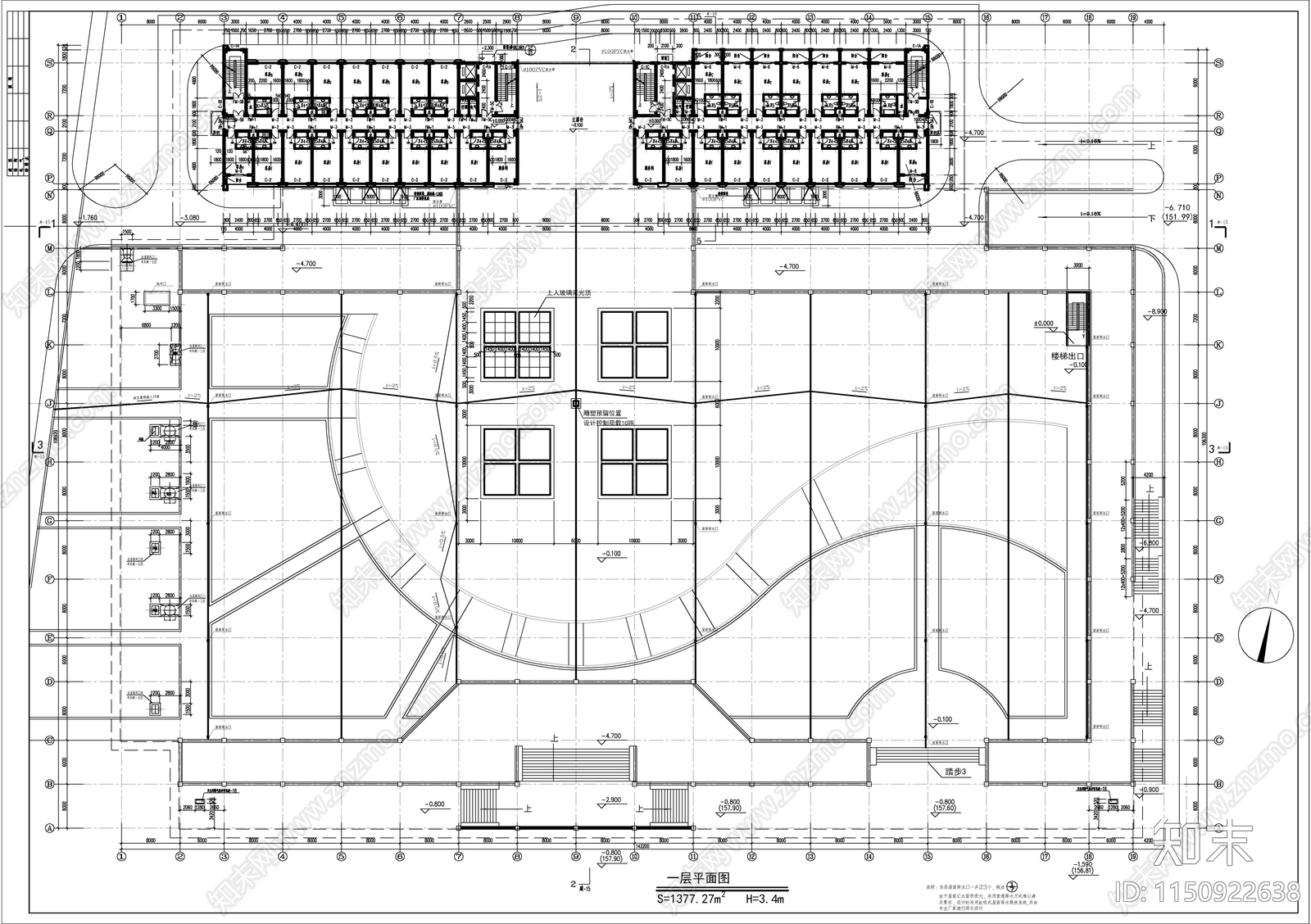 双层地下商场建筑cad施工图下载【ID:1150922638】