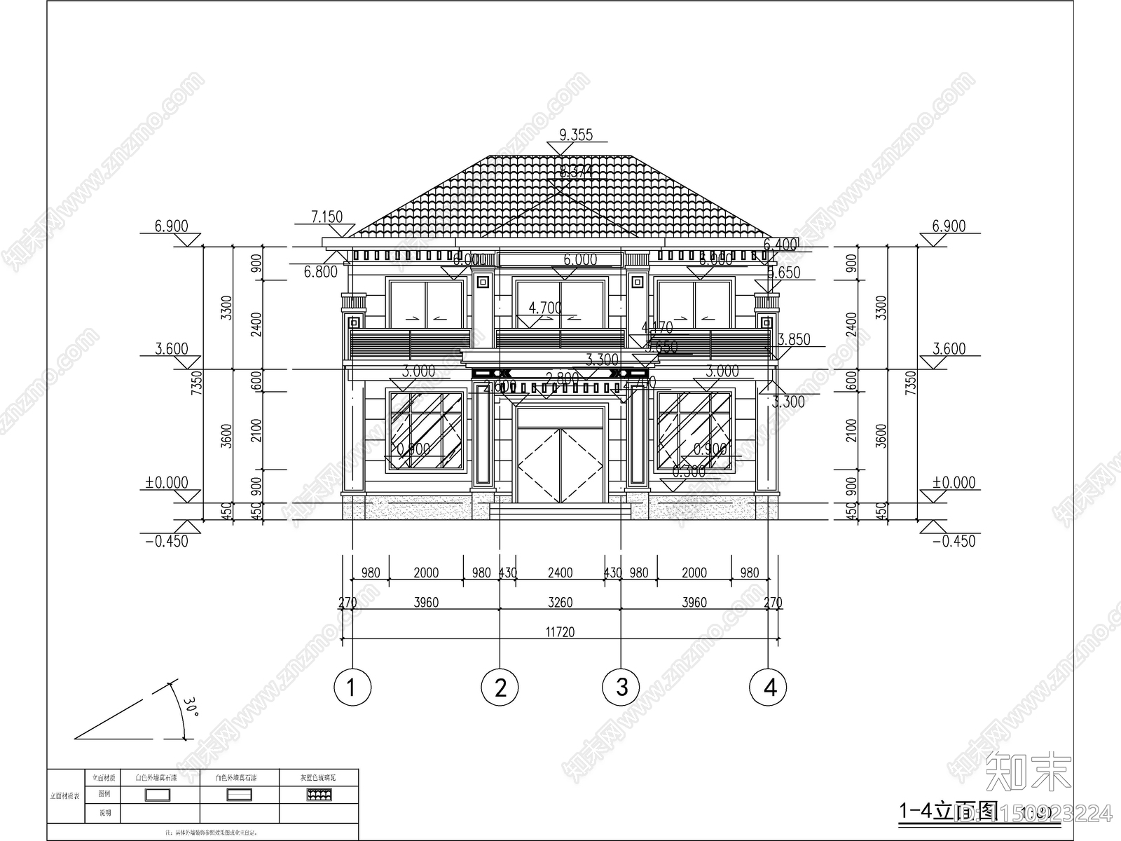 新中式两层独栋别墅建筑施工图施工图下载【ID:1150923224】