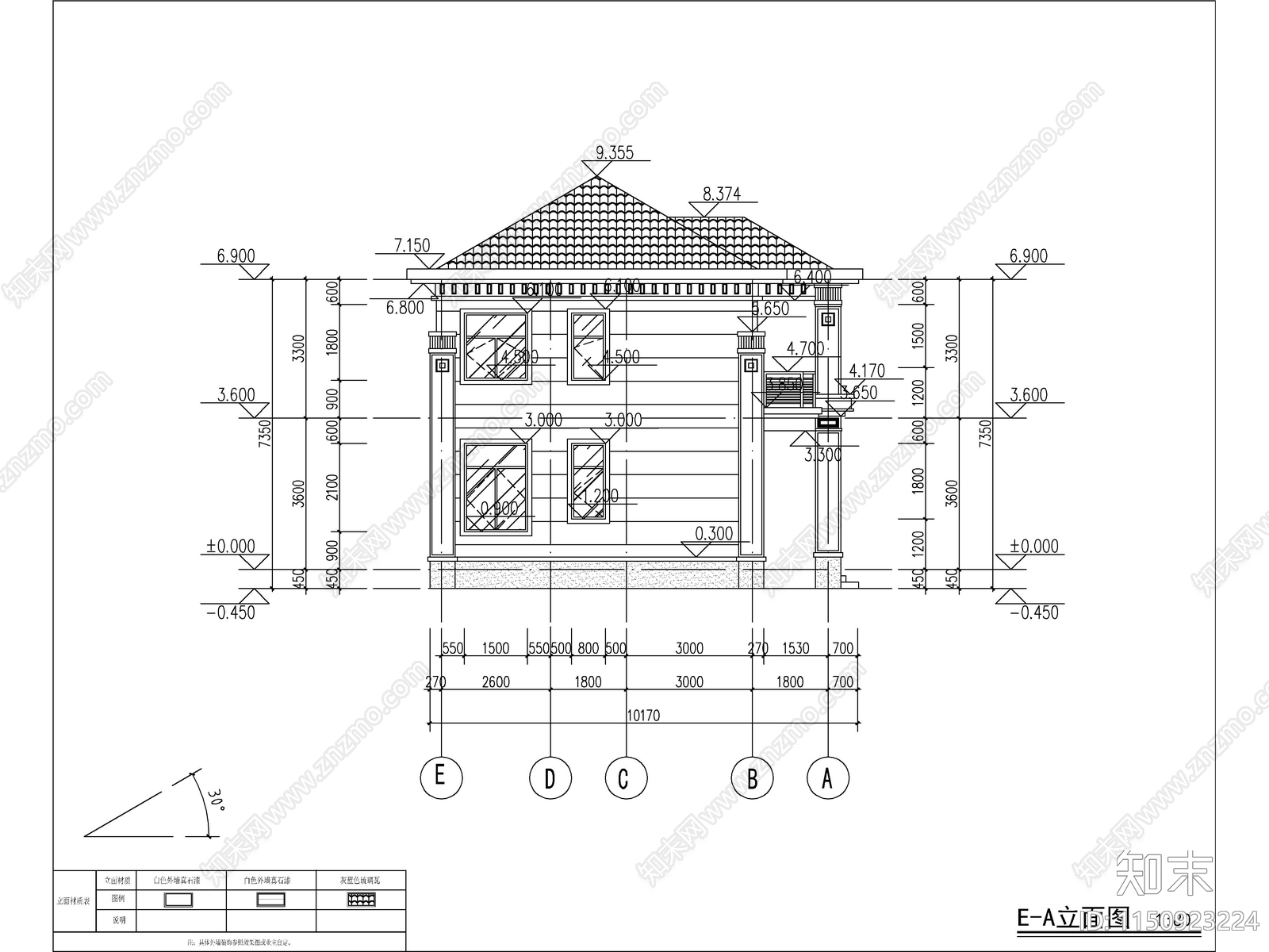 新中式两层独栋别墅建筑施工图施工图下载【ID:1150923224】