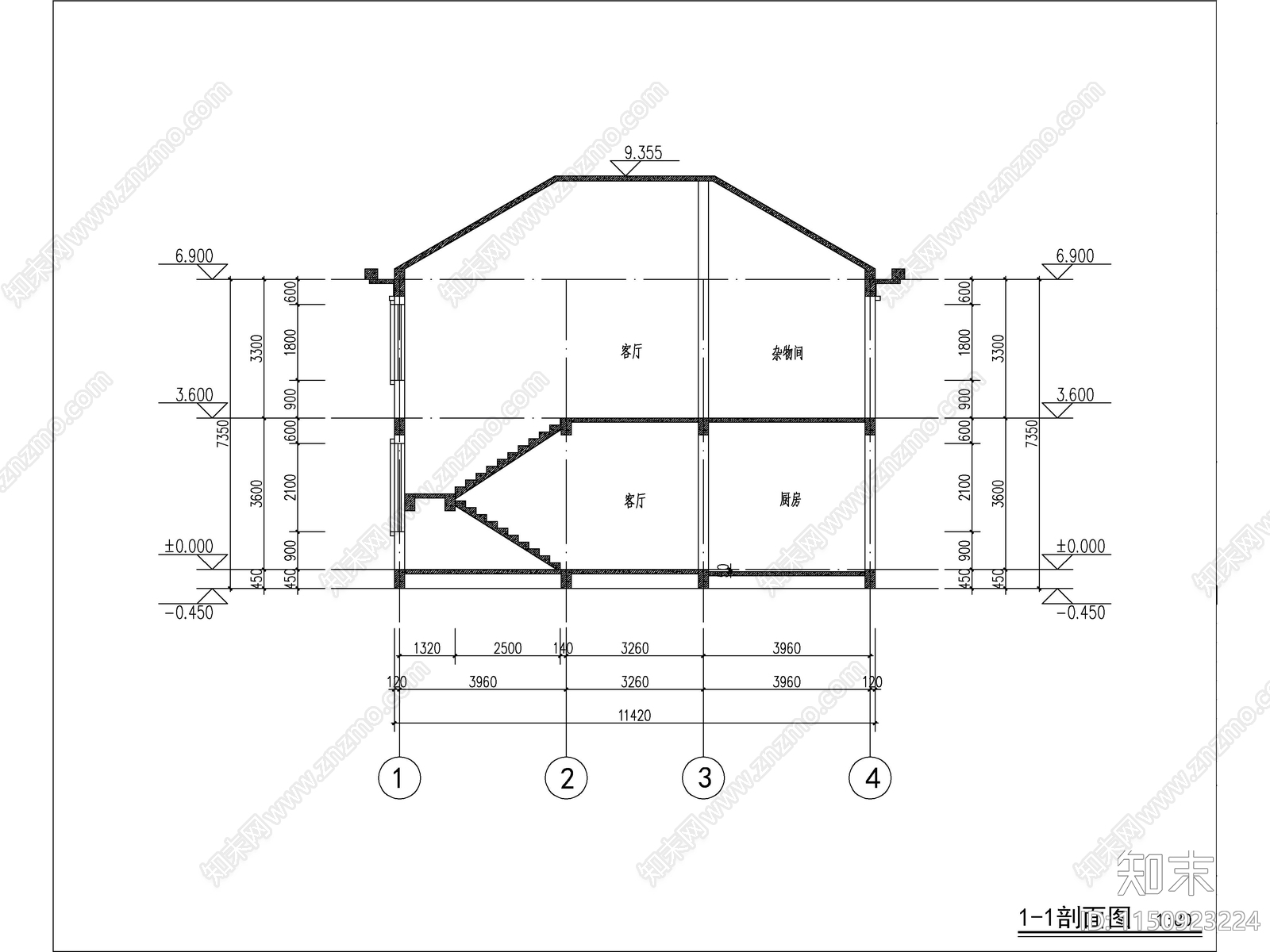 新中式两层独栋别墅建筑施工图施工图下载【ID:1150923224】