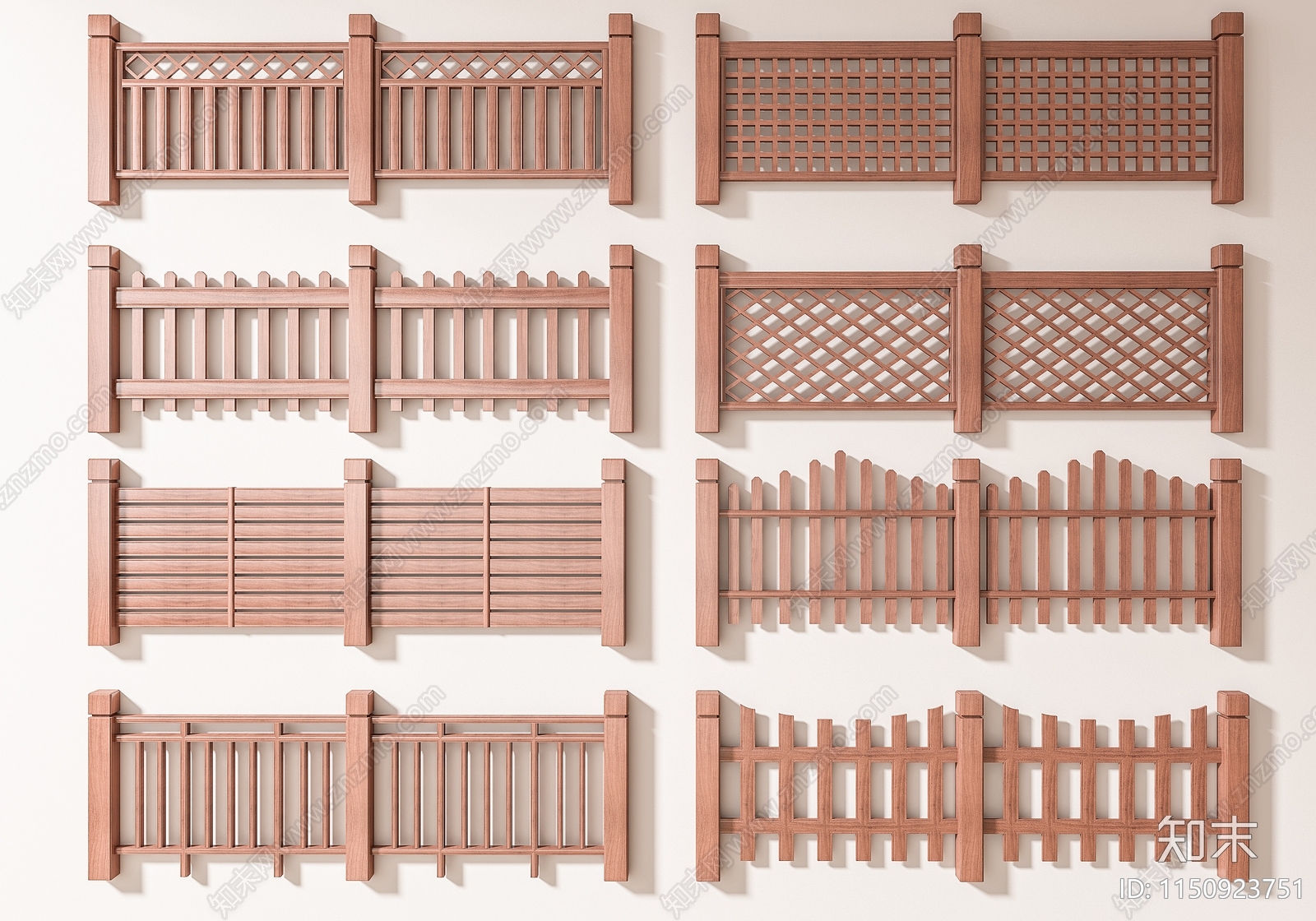 现代户外防腐木栅栏SU模型下载【ID:1150923751】
