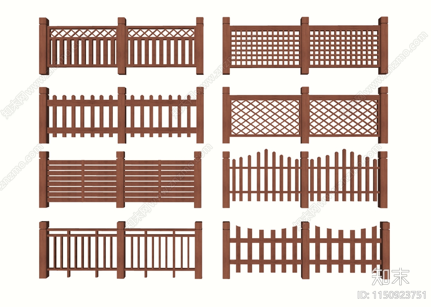 现代户外防腐木栅栏SU模型下载【ID:1150923751】