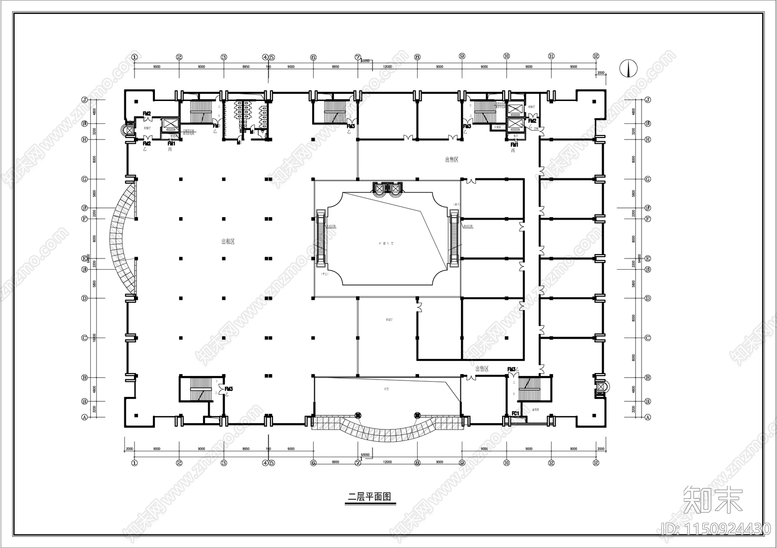 购物广场建筑图cad施工图下载【ID:1150924430】