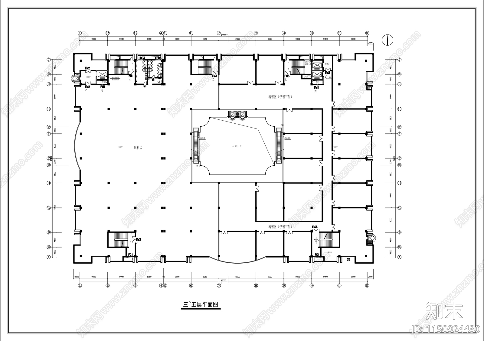 购物广场建筑图cad施工图下载【ID:1150924430】