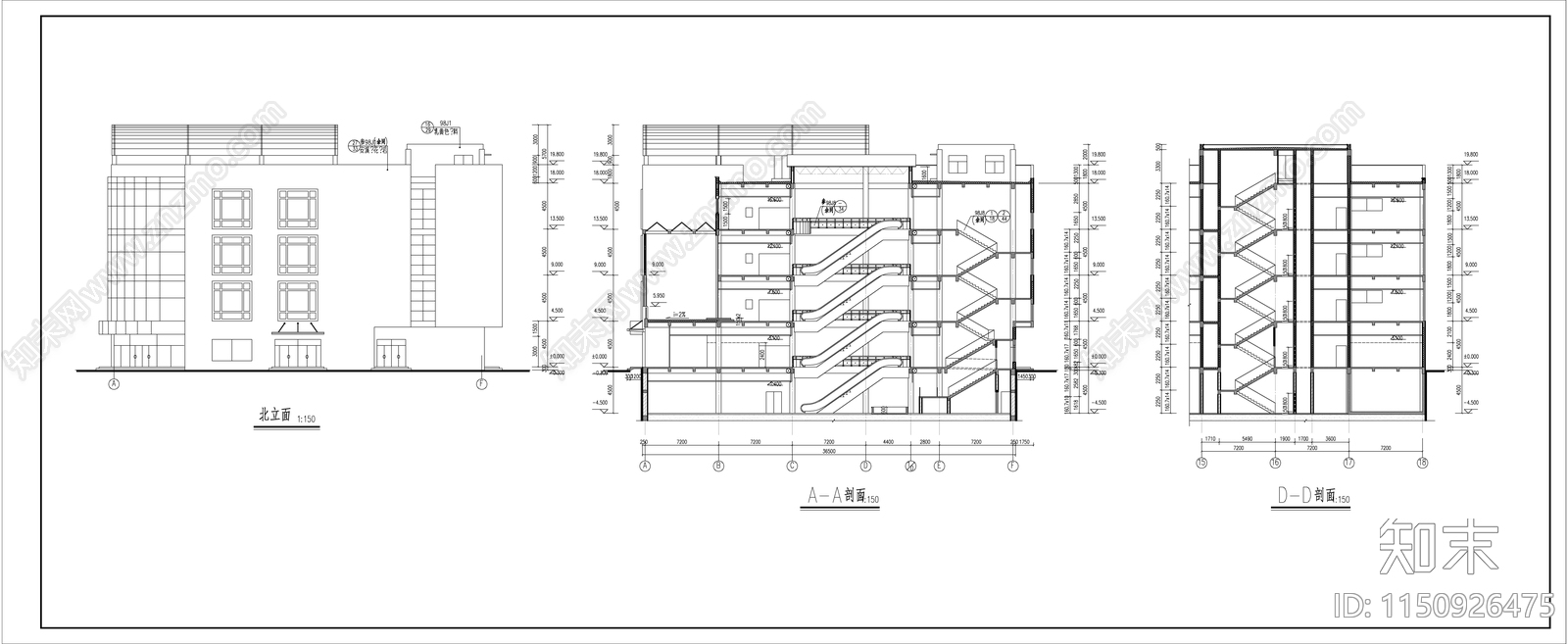 商场建筑cad施工图下载【ID:1150926475】