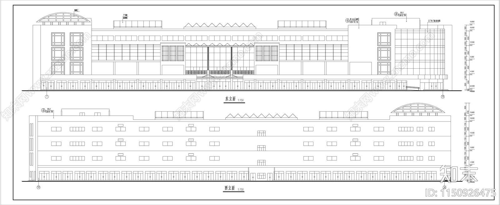 商场建筑cad施工图下载【ID:1150926475】