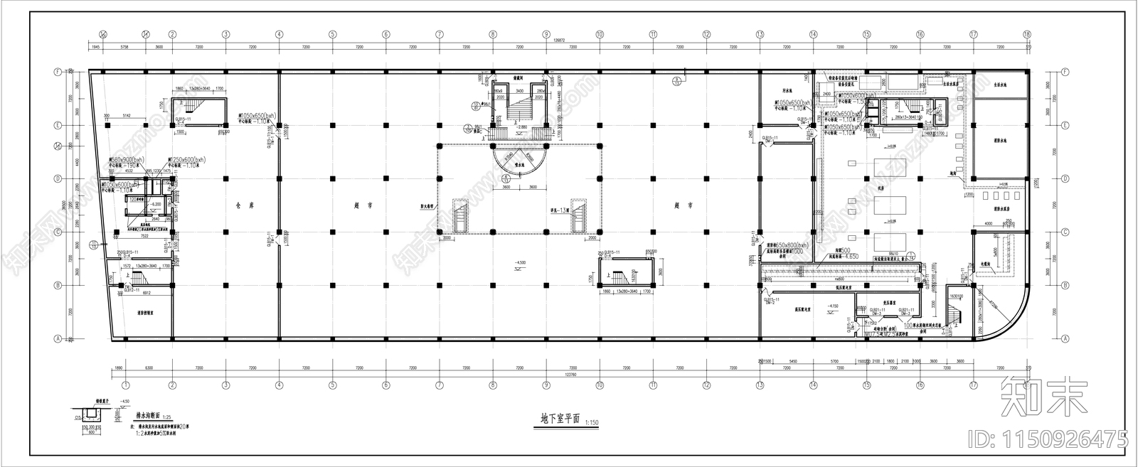 商场建筑cad施工图下载【ID:1150926475】