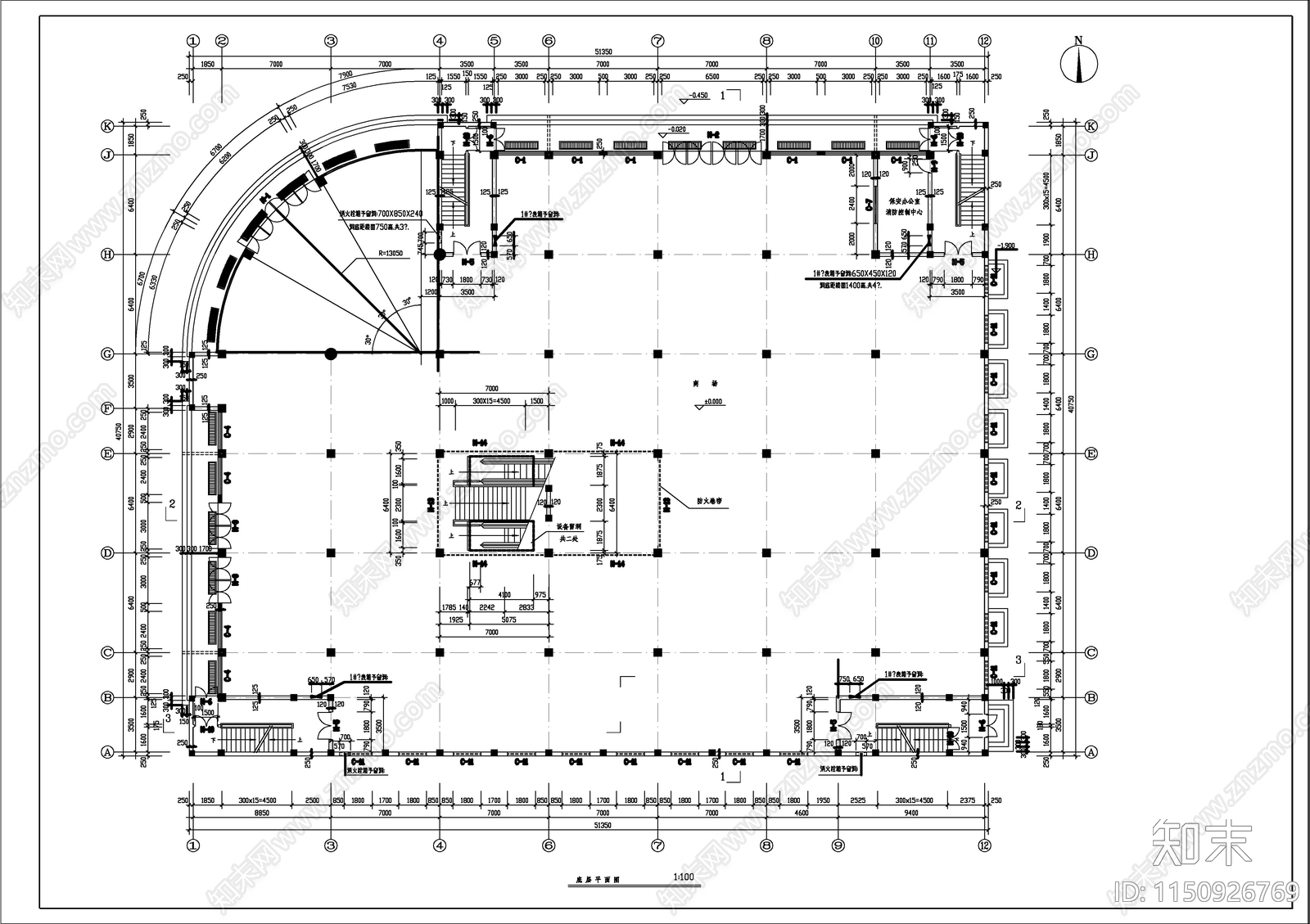 商场建筑cad施工图下载【ID:1150926769】