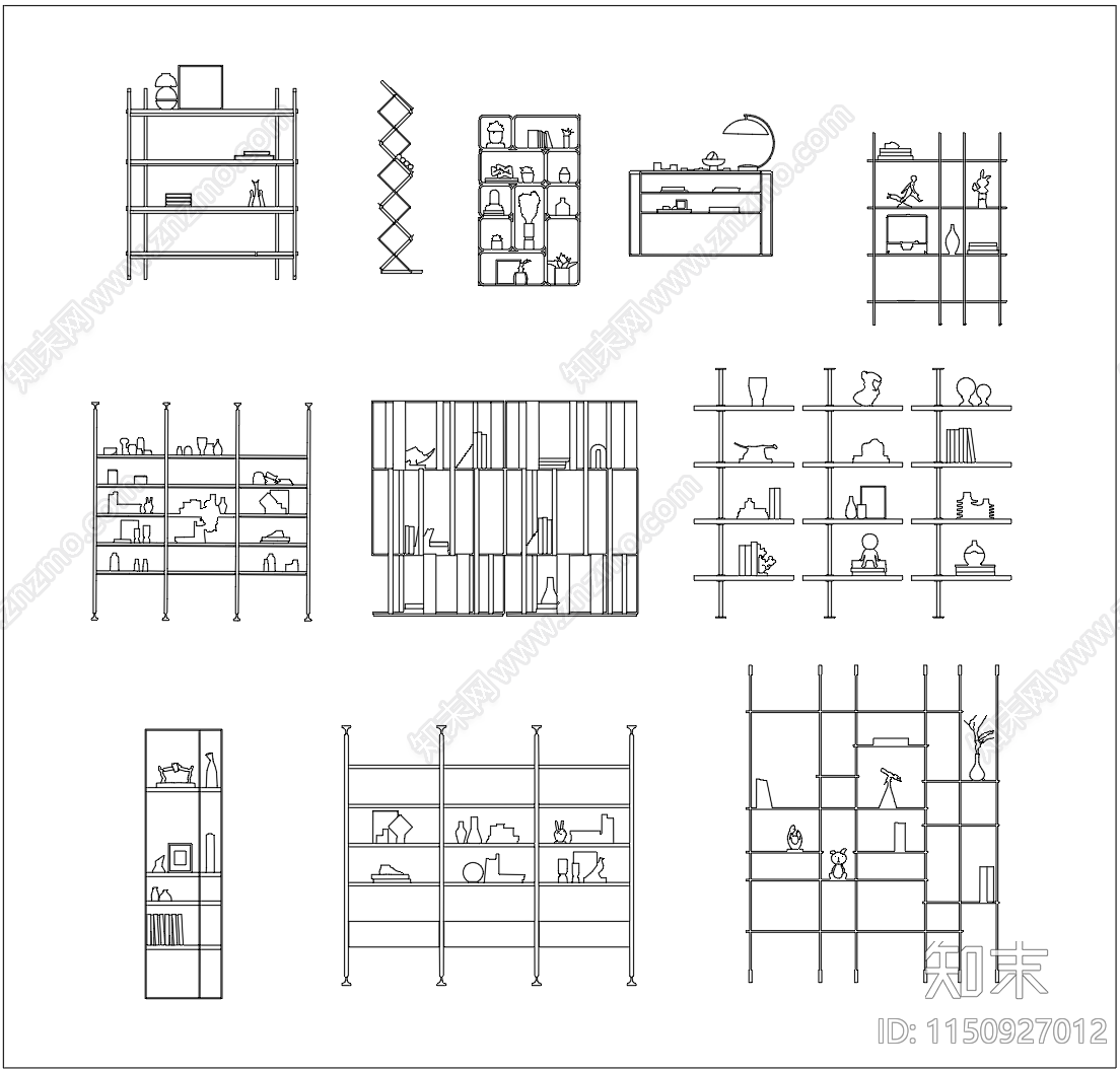 最新网红单品铁艺书架施工图下载【ID:1150927012】