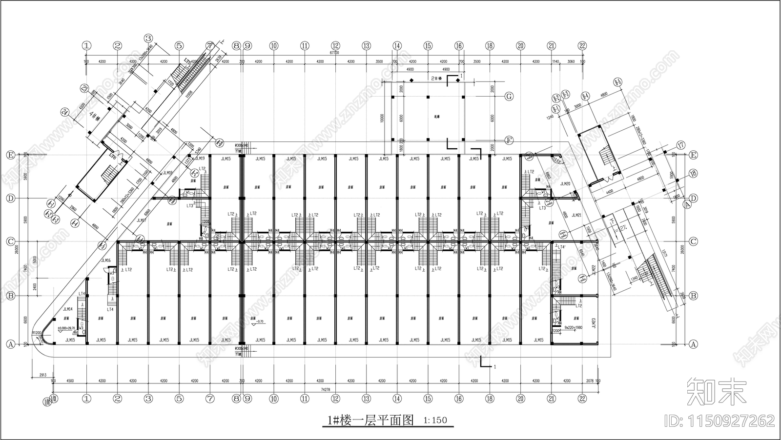 商业街建筑cad施工图下载【ID:1150927262】