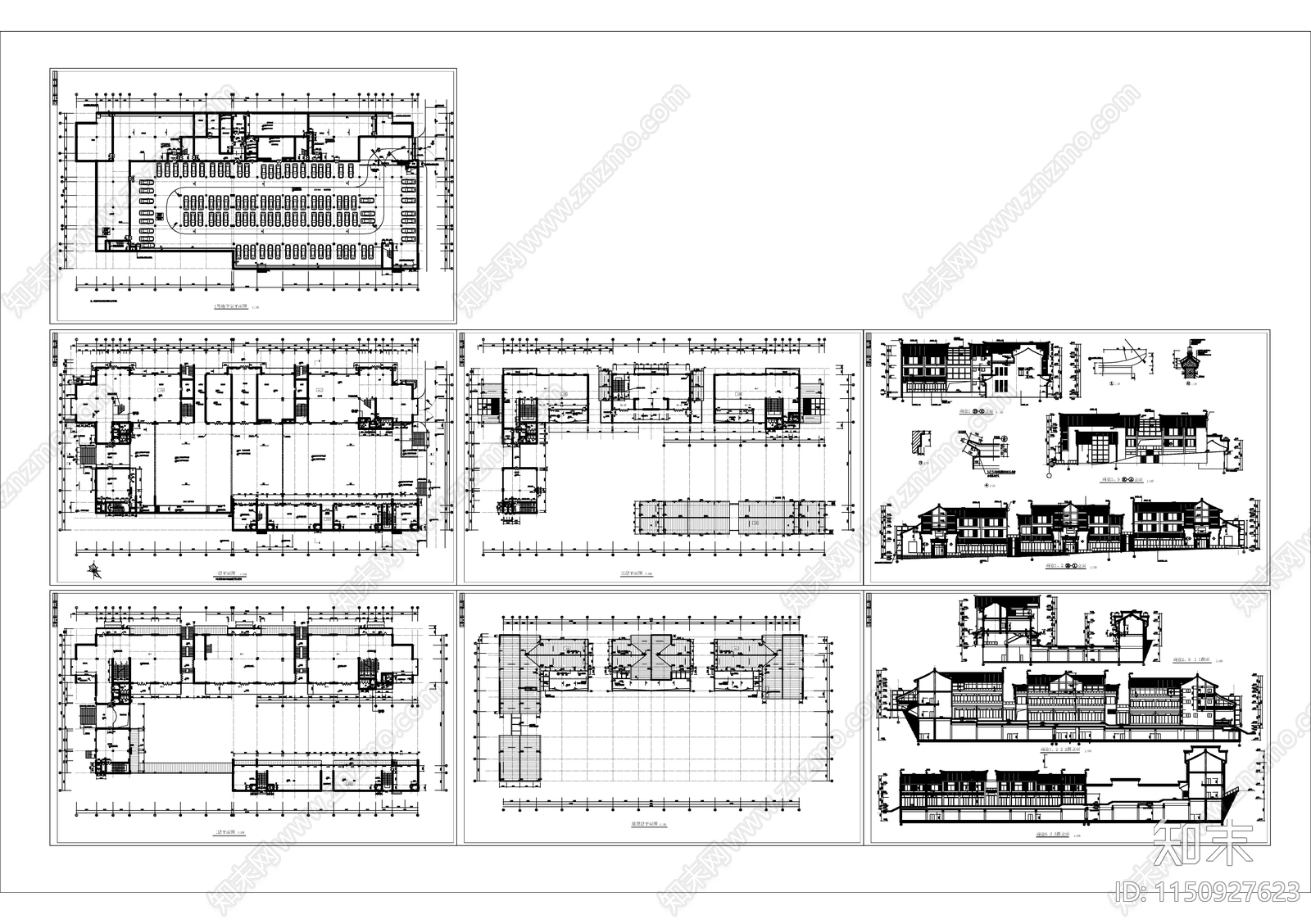 仿古商业街建筑图cad施工图下载【ID:1150927623】