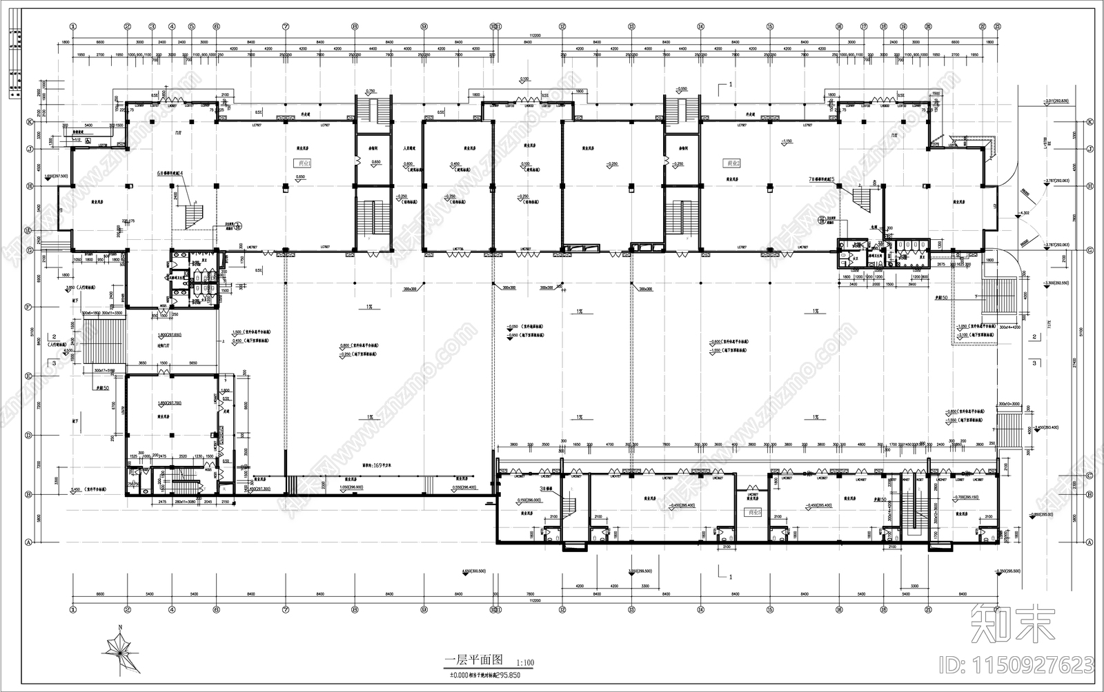 仿古商业街建筑图cad施工图下载【ID:1150927623】