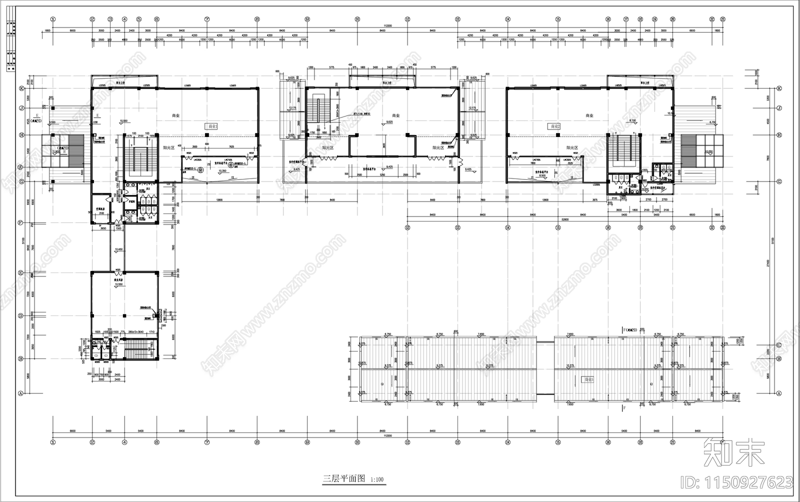 仿古商业街建筑图cad施工图下载【ID:1150927623】