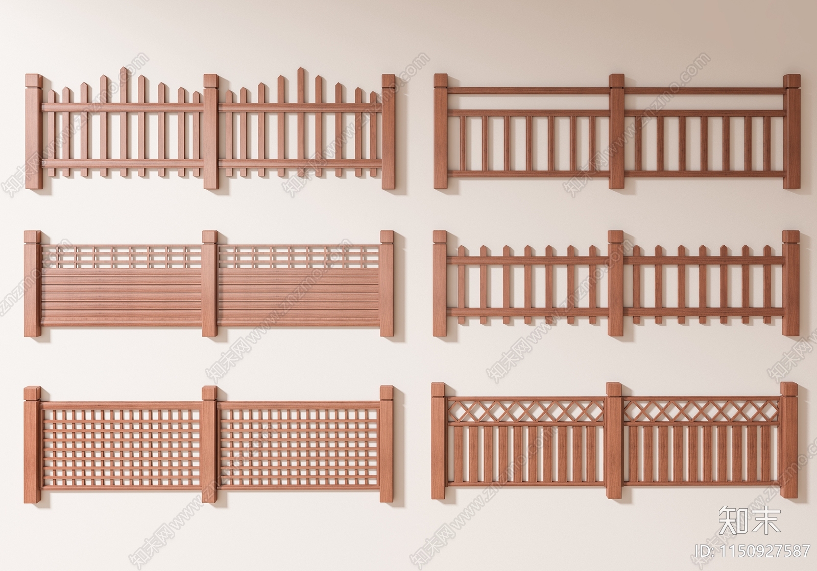 现代户外防腐木栅栏SU模型下载【ID:1150927587】