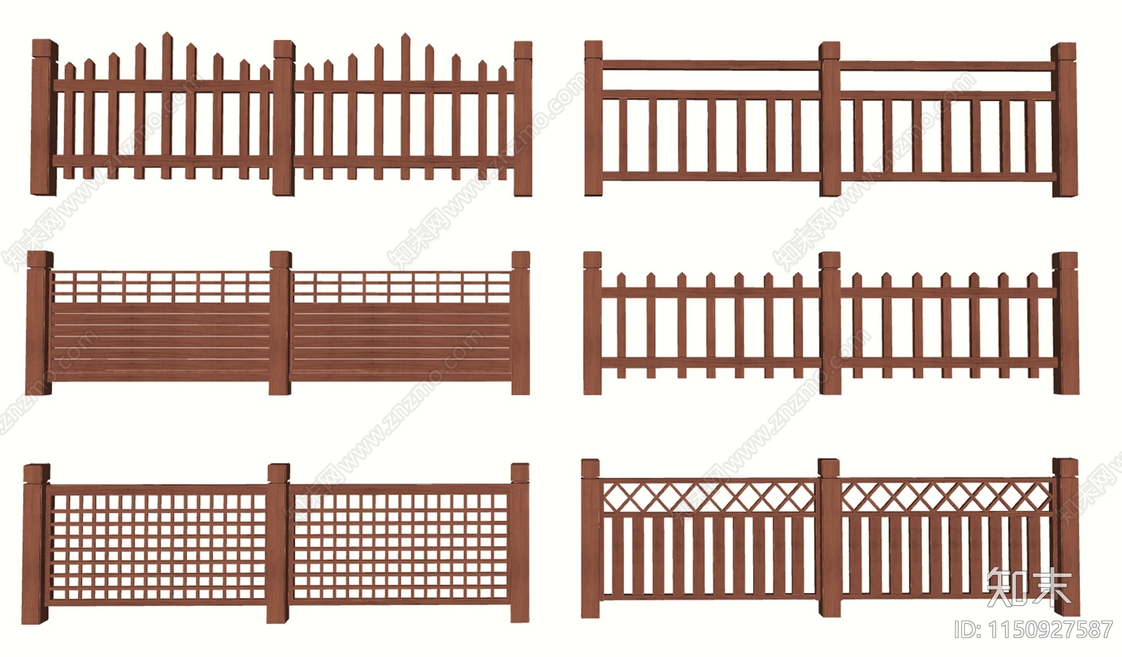 现代户外防腐木栅栏SU模型下载【ID:1150927587】