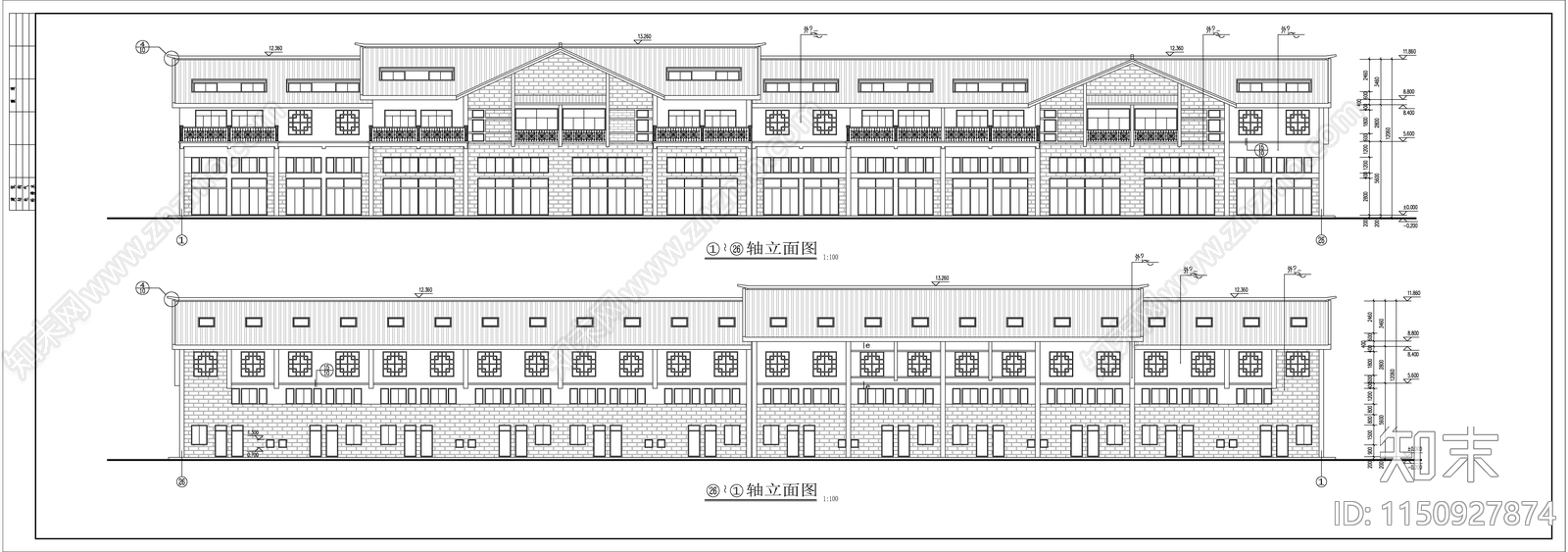 商业街建筑cad施工图下载【ID:1150927874】