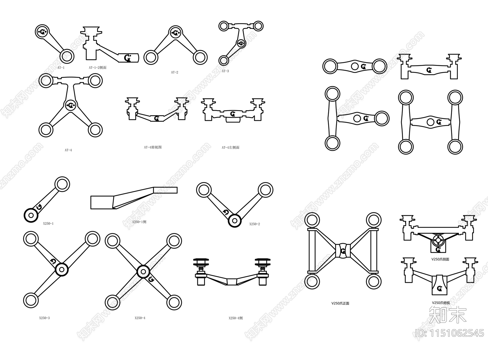 8种点支式玻璃幕墙形爪图库施工图下载【ID:1151062545】