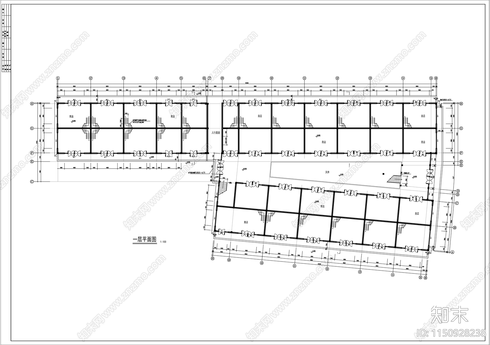 商业街建筑图cad施工图下载【ID:1150928238】