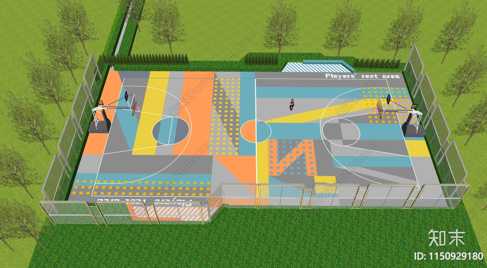 现代趣味篮球场景观SU模型下载【ID:1150929180】