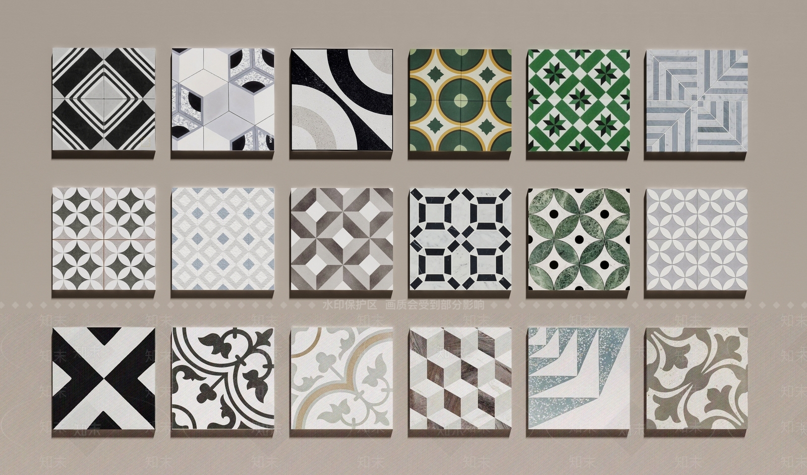 法式石材拼花地砖3D模型下载【ID:1150930669】