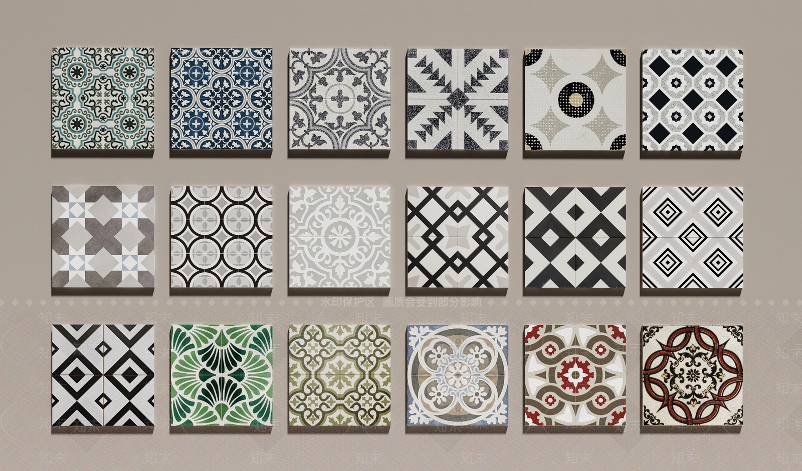 法式石材拼花地砖3D模型下载【ID:1150930861】