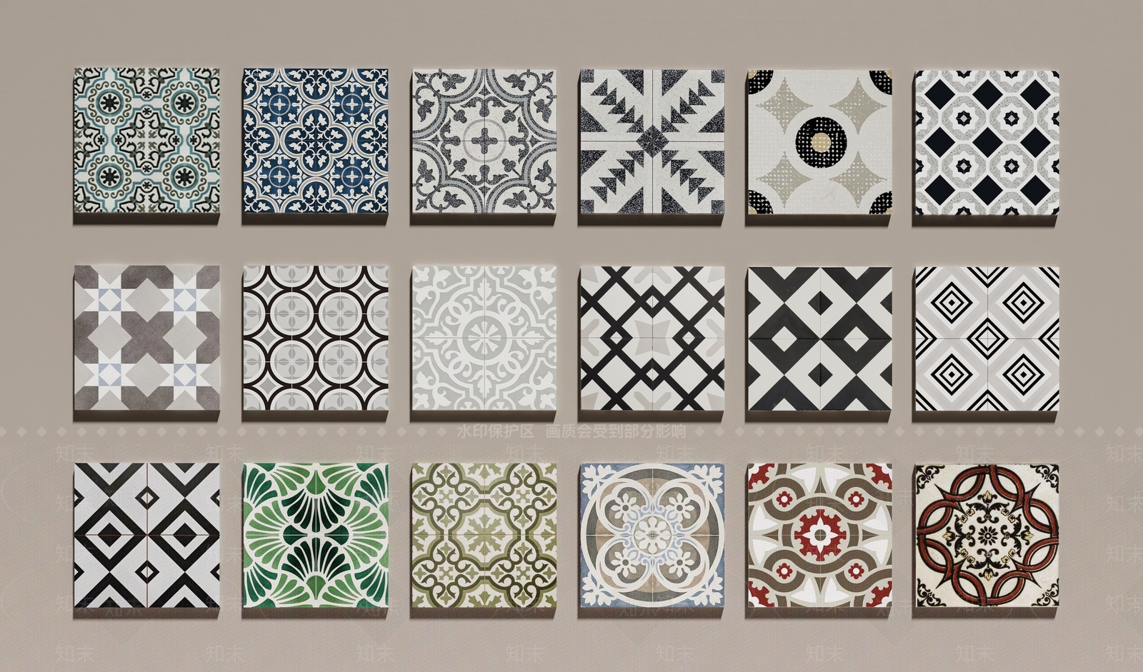 现代石材拼花地砖SU模型下载【ID:1150930803】