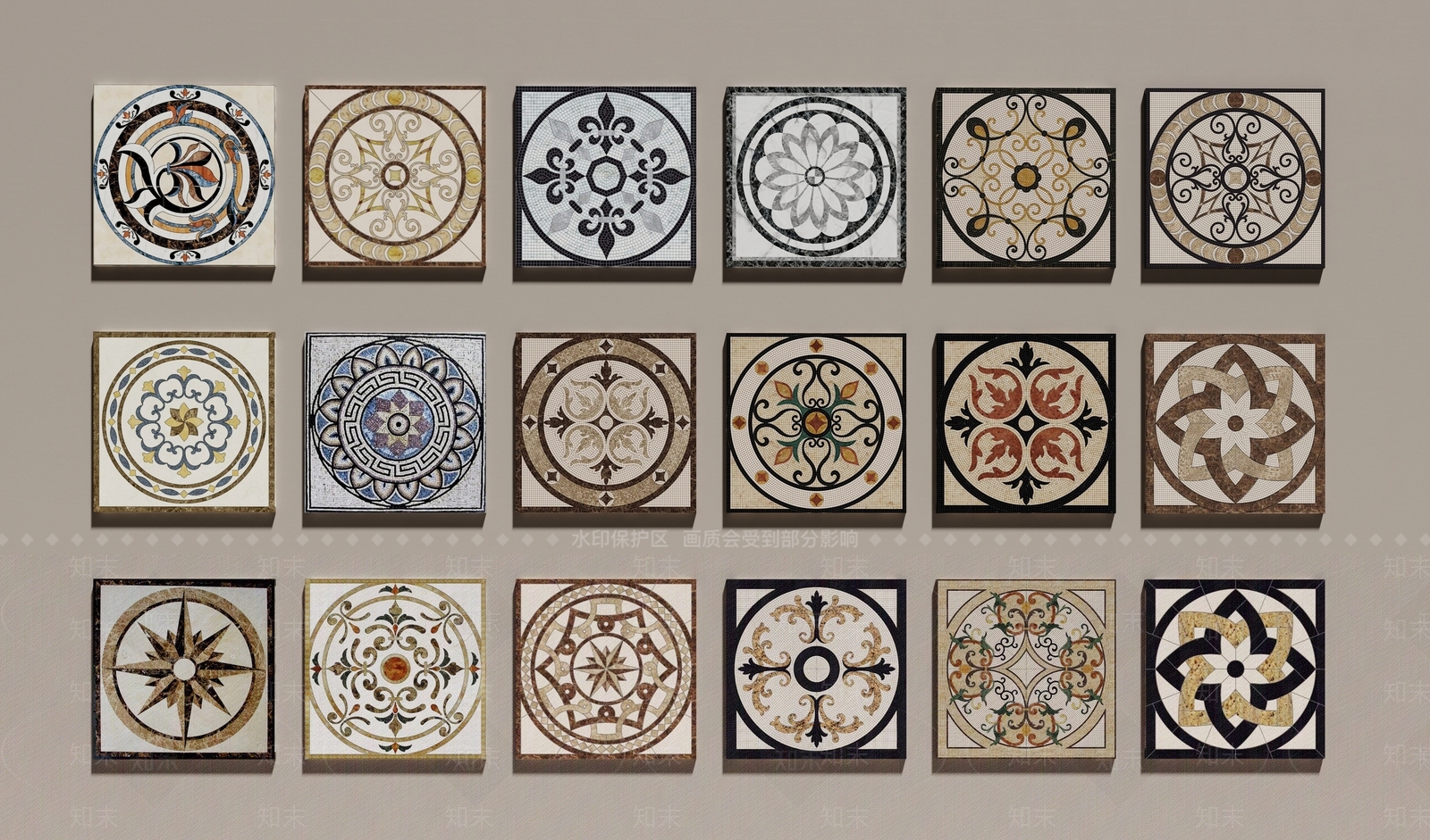 现代石材拼花地砖SU模型下载【ID:1150931203】