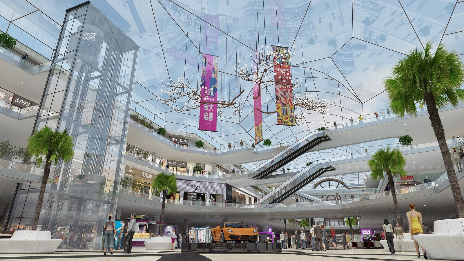 现代商场大厅3D模型下载【ID:1150937848】