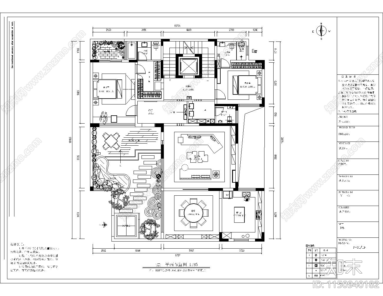 4层大别墅室内cad施工图下载【ID:1150940182】