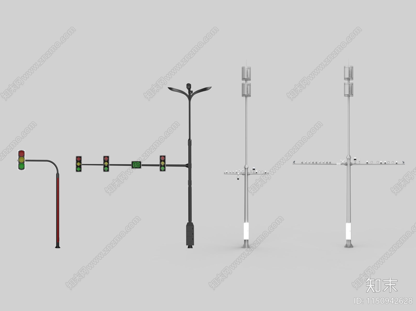 信号灯杆SU模型下载【ID:1150942628】