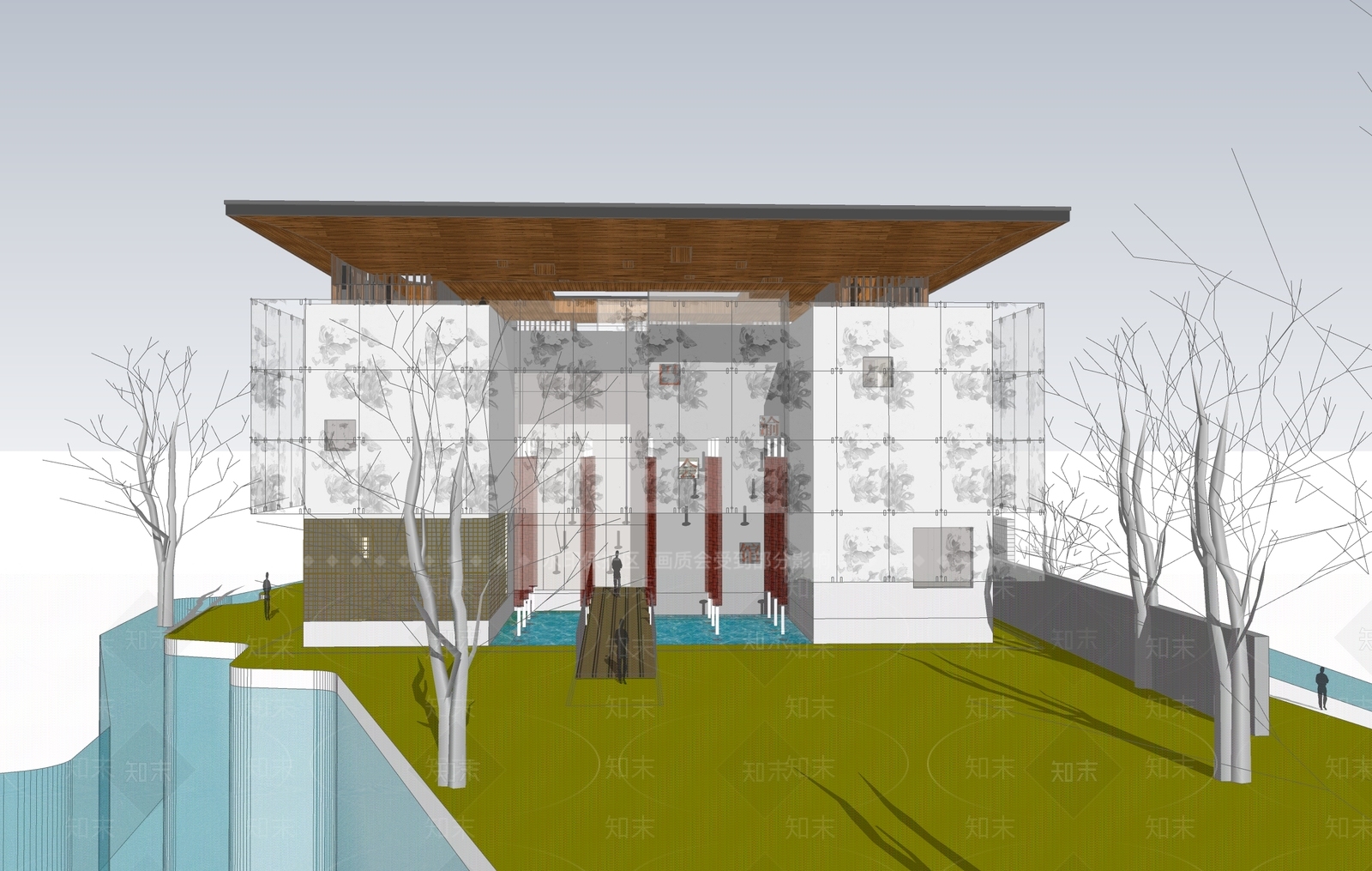 现代会馆建筑SU模型下载【ID:1150943136】