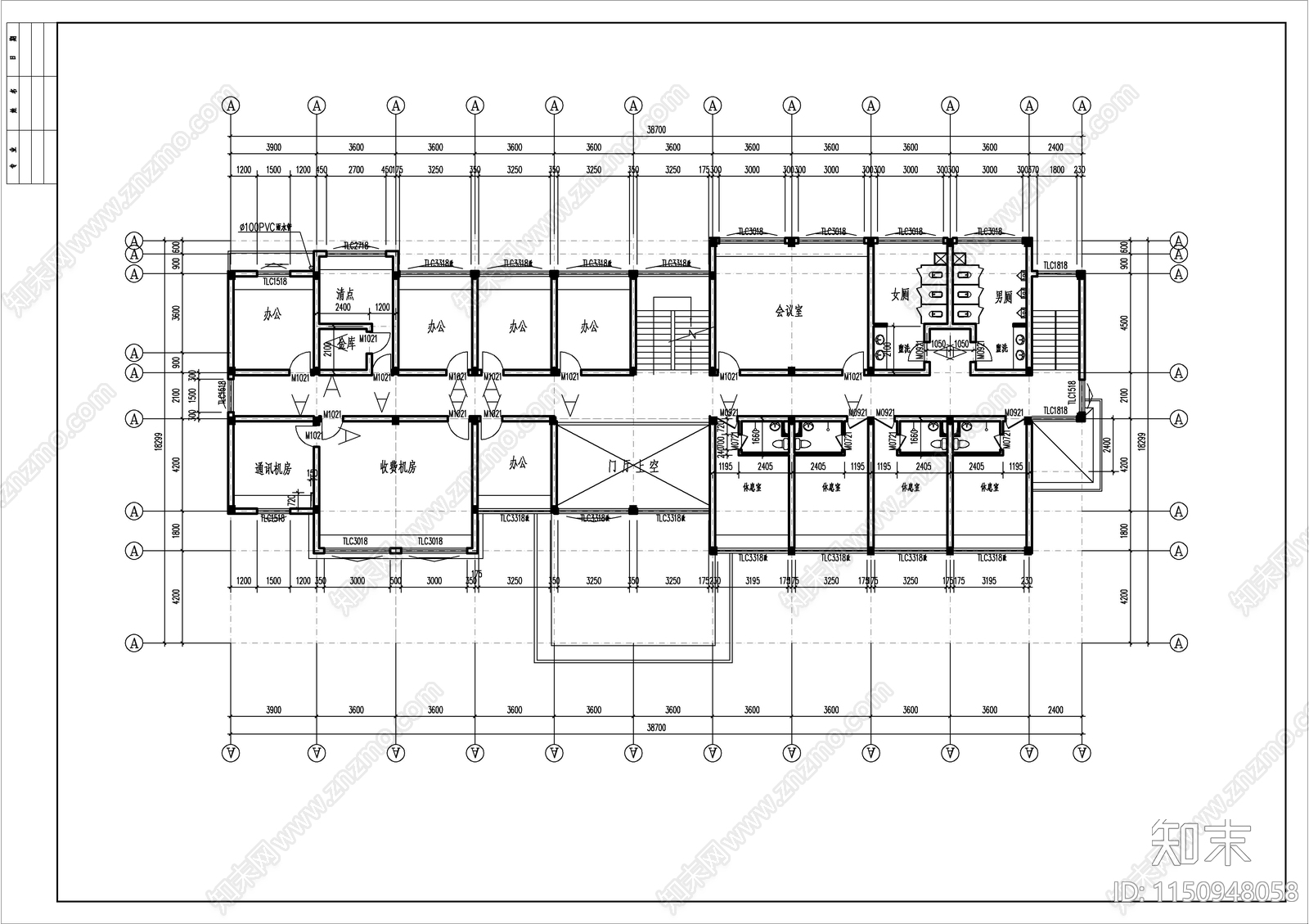 收费站建筑cad施工图下载【ID:1150948058】