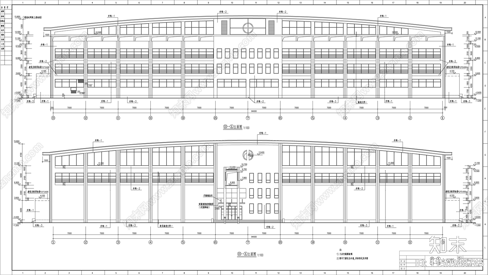 钢结构体育馆建筑施工图下载【ID:1150948745】