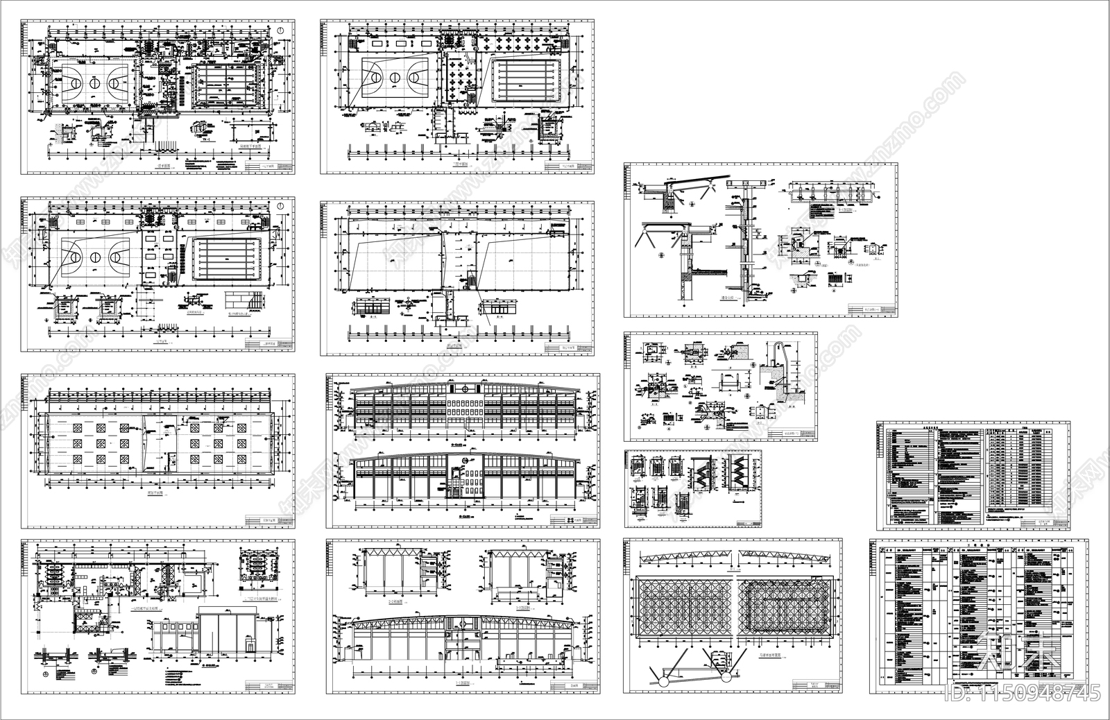 钢结构体育馆建筑施工图下载【ID:1150948745】