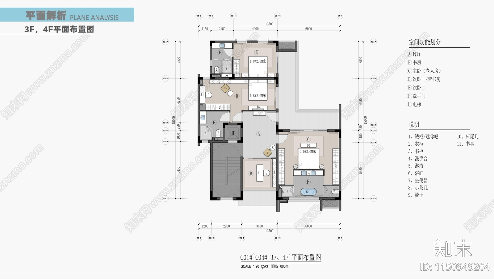 别墅室内cad施工图下载【ID:1150949264】