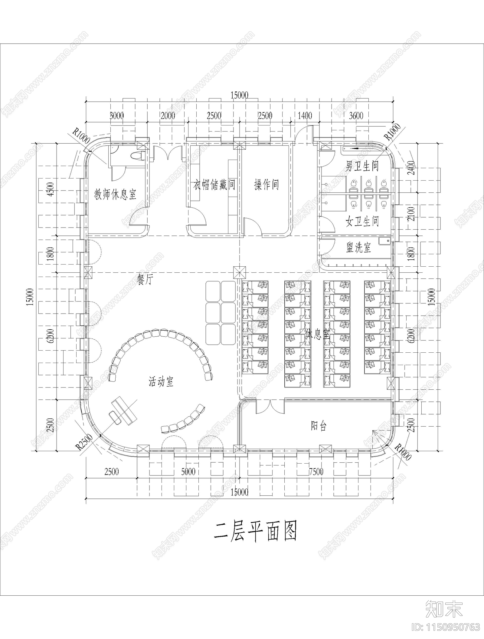 三层幼儿园室内cad施工图下载【ID:1150950763】