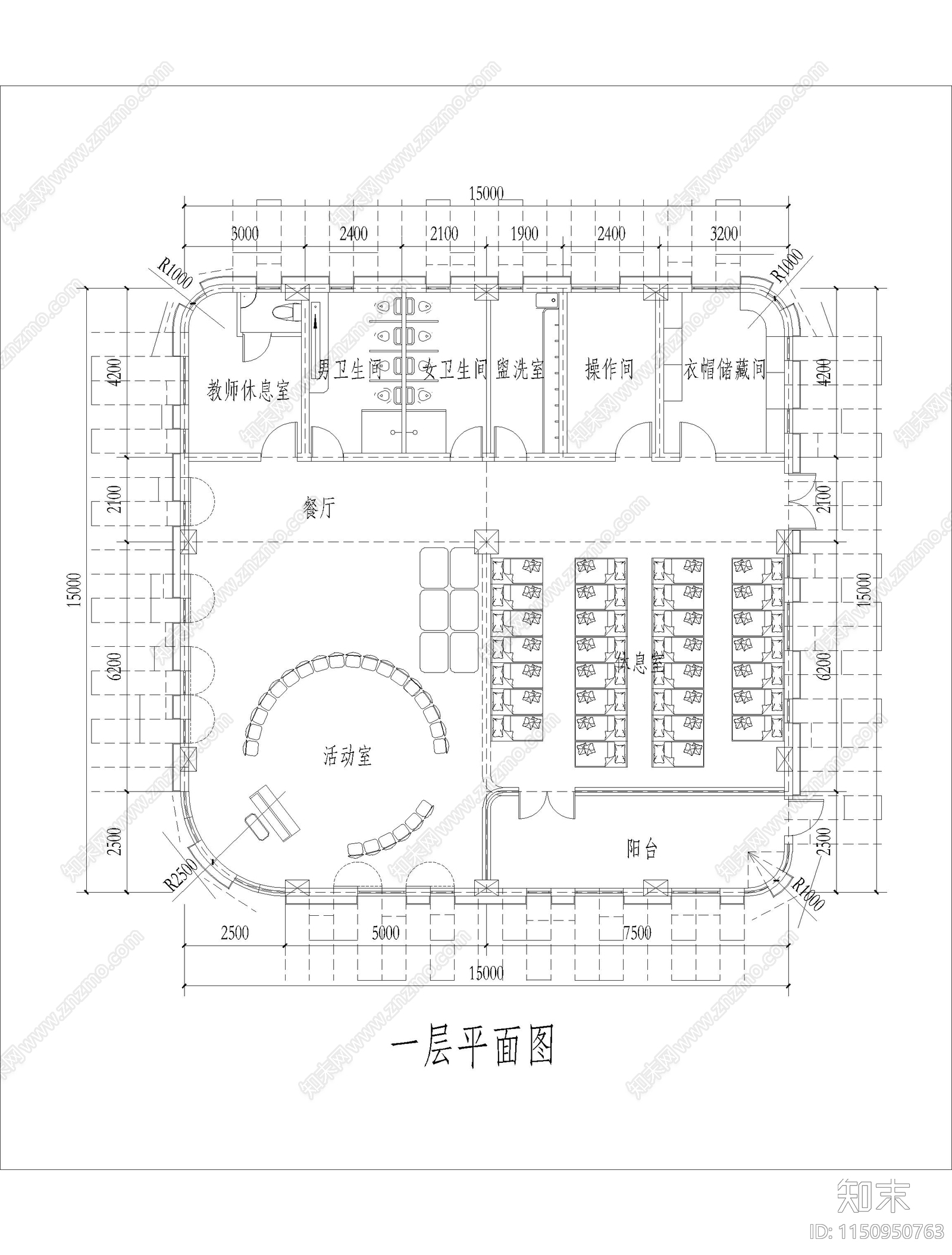 三层幼儿园室内cad施工图下载【ID:1150950763】