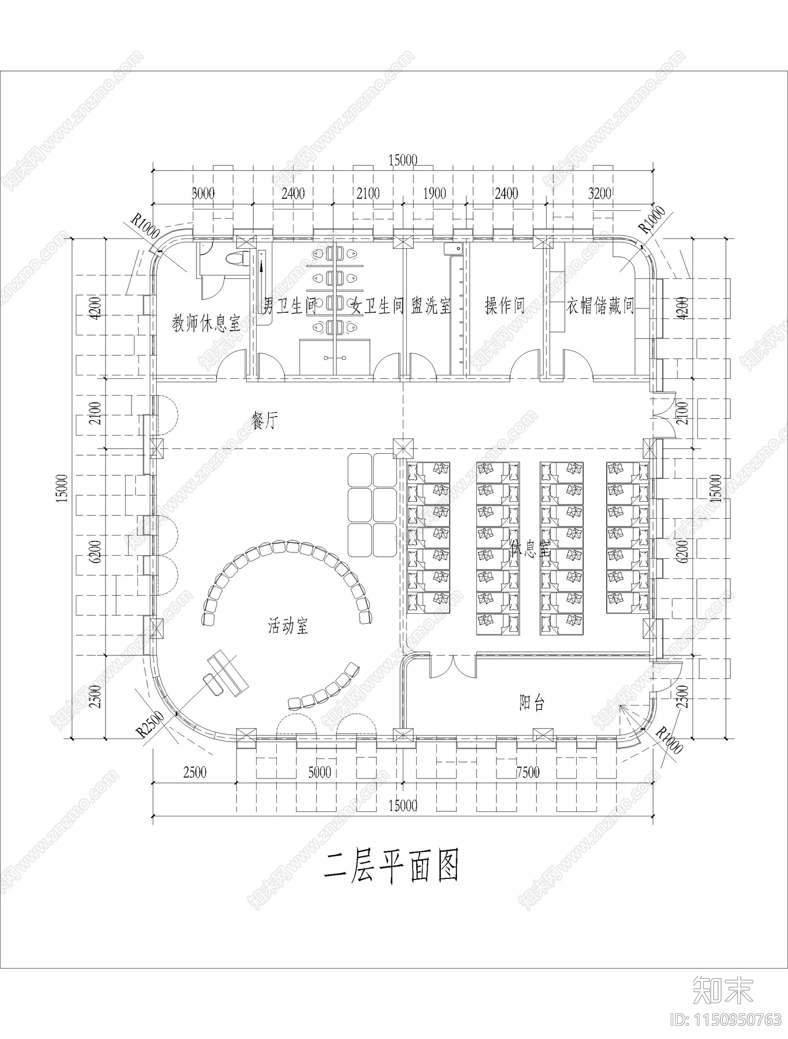 三层幼儿园室内cad施工图下载【ID:1150950763】