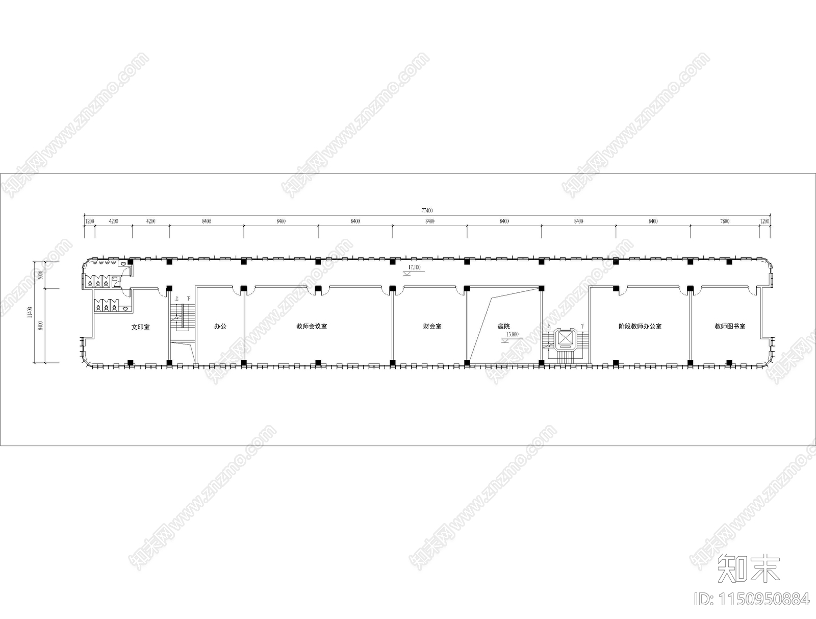 幼儿园办公楼室内cad施工图下载【ID:1150950884】