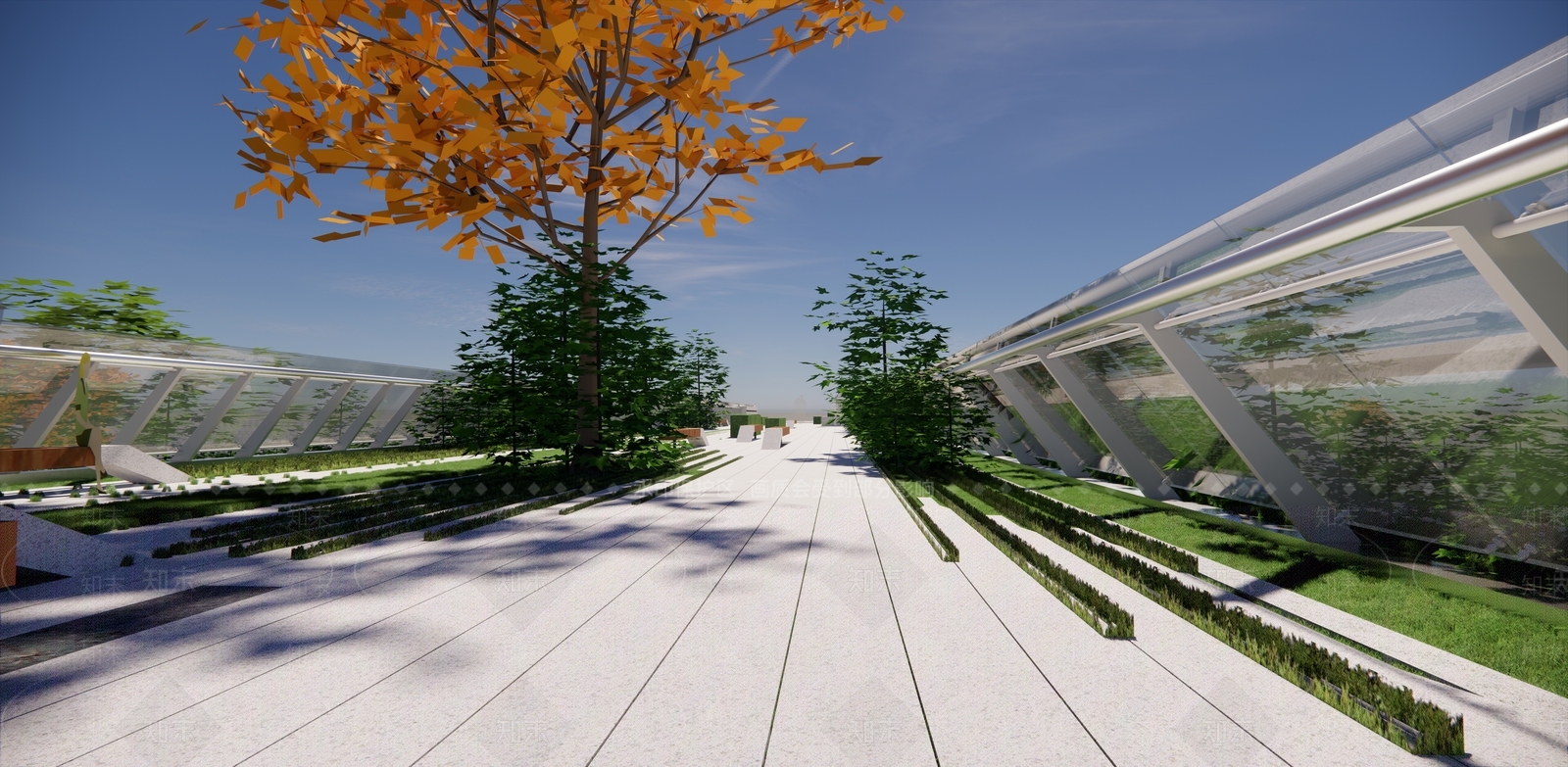 现代景观天桥SU模型下载【ID:1150951288】