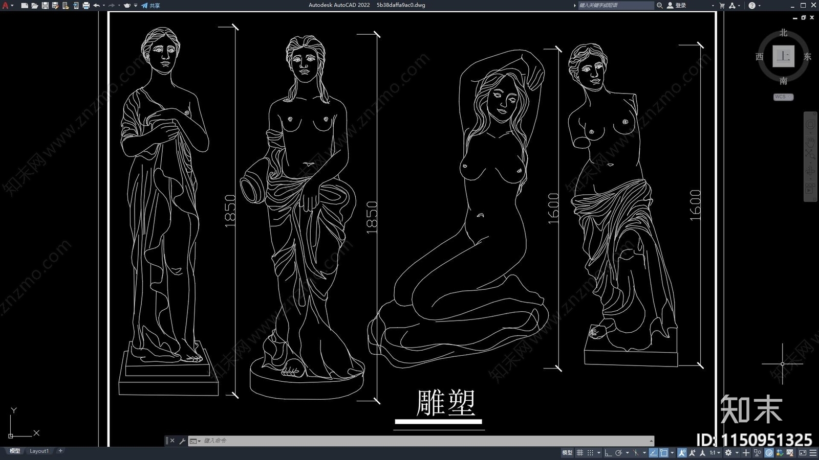 人物雕塑模型图块施工图下载【ID:1150951325】