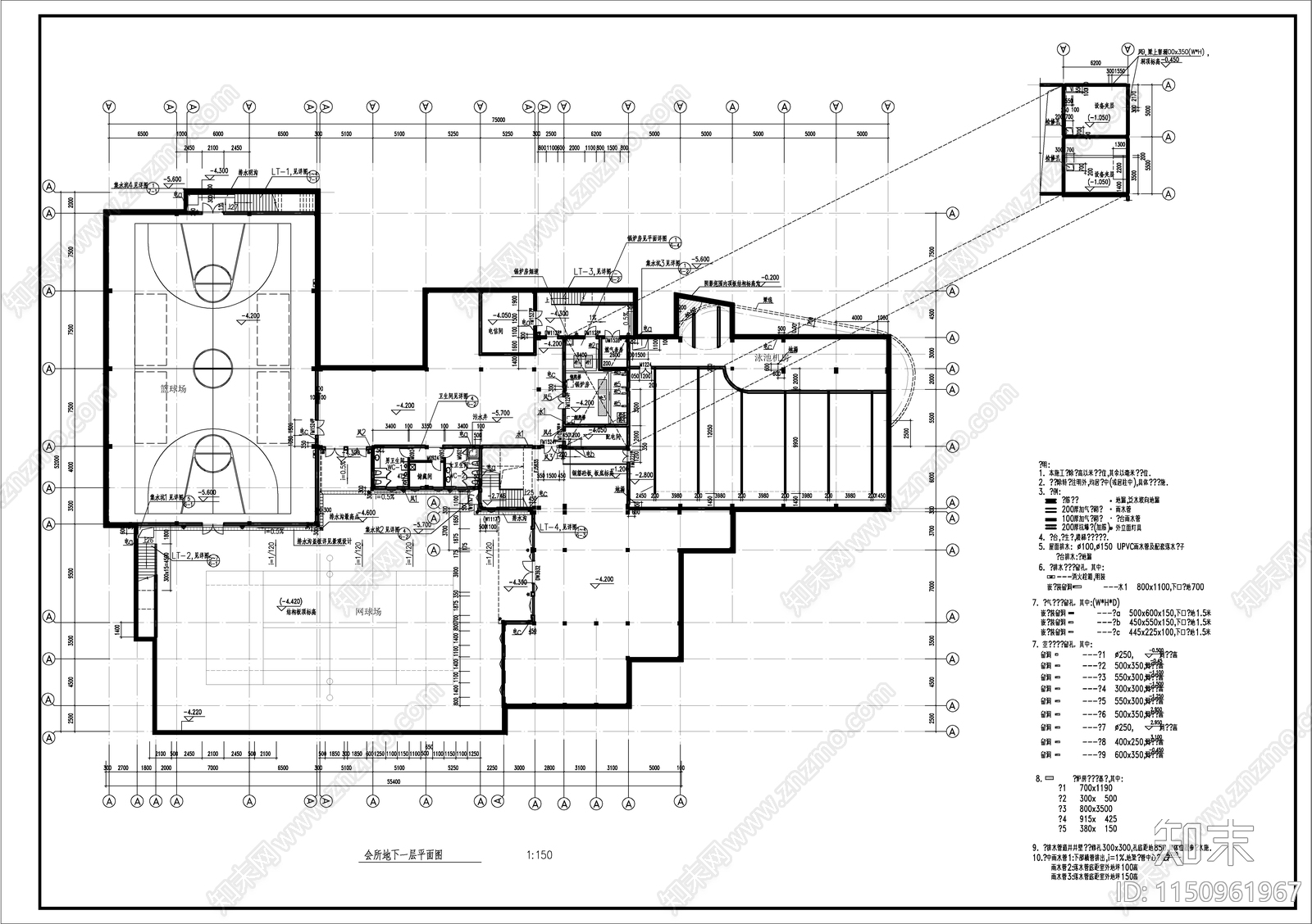 新中式高级会所建筑cad施工图下载【ID:1150961967】