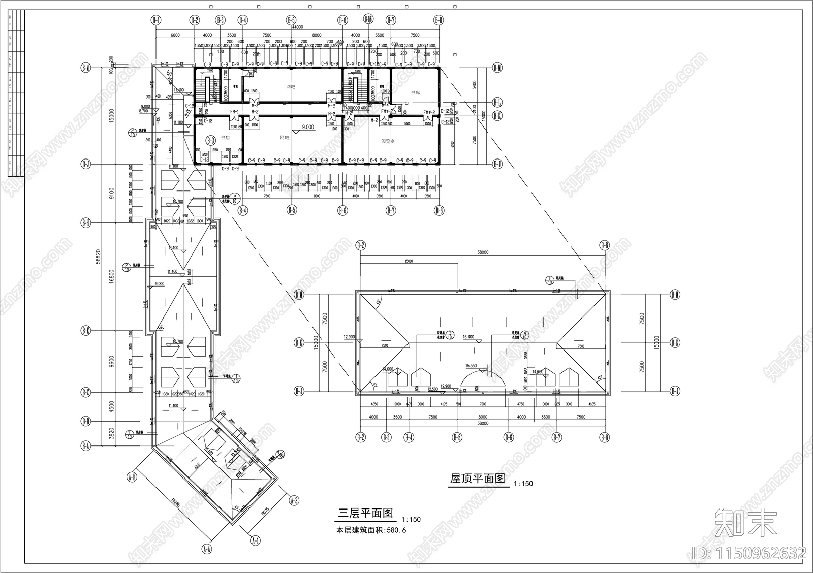 豪华会所室内cad施工图下载【ID:1150962632】