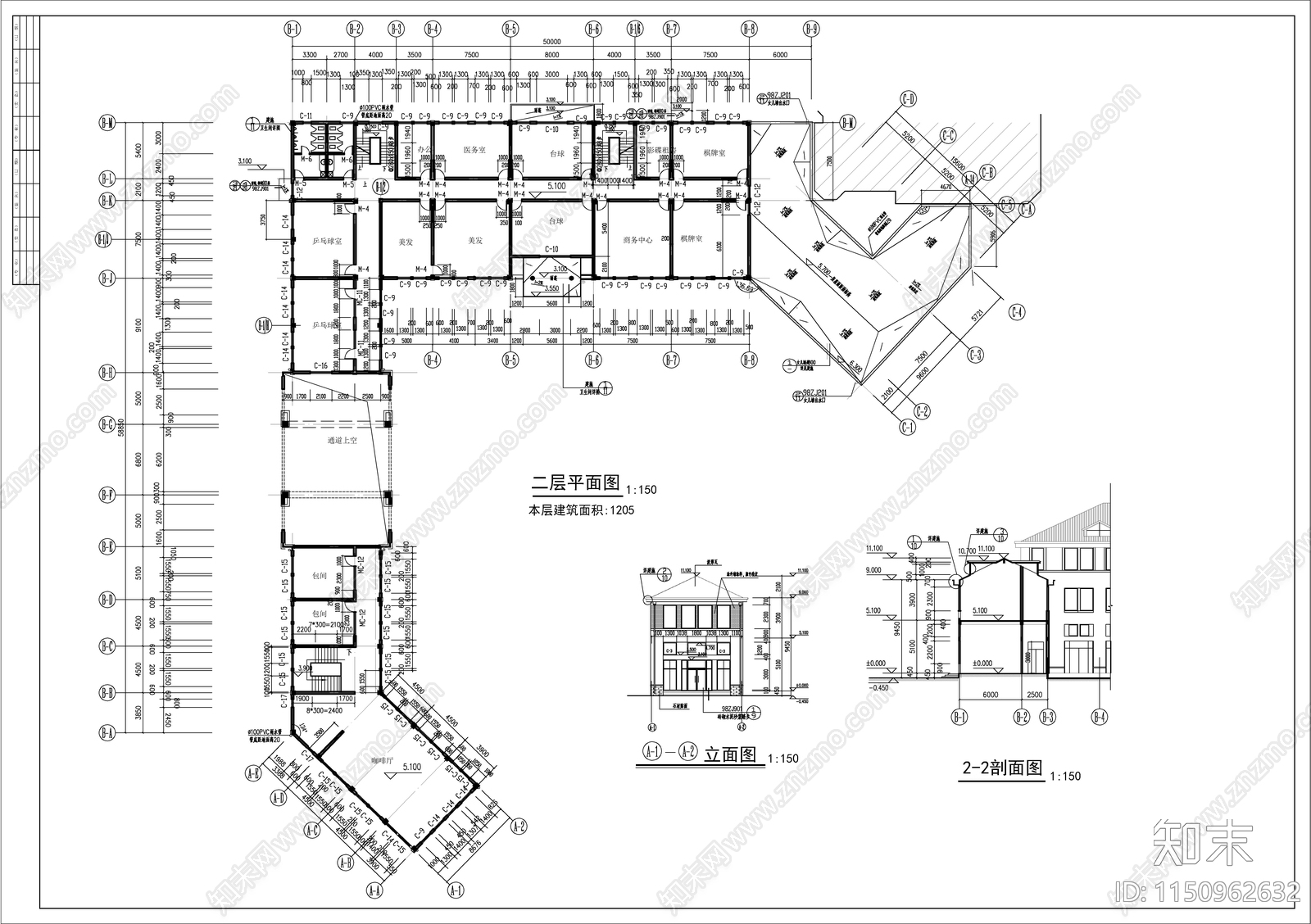 豪华会所室内cad施工图下载【ID:1150962632】