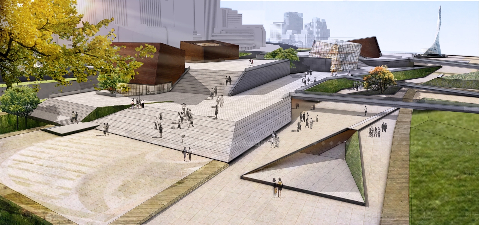 现代展览馆建筑SU模型下载【ID:1150963575】