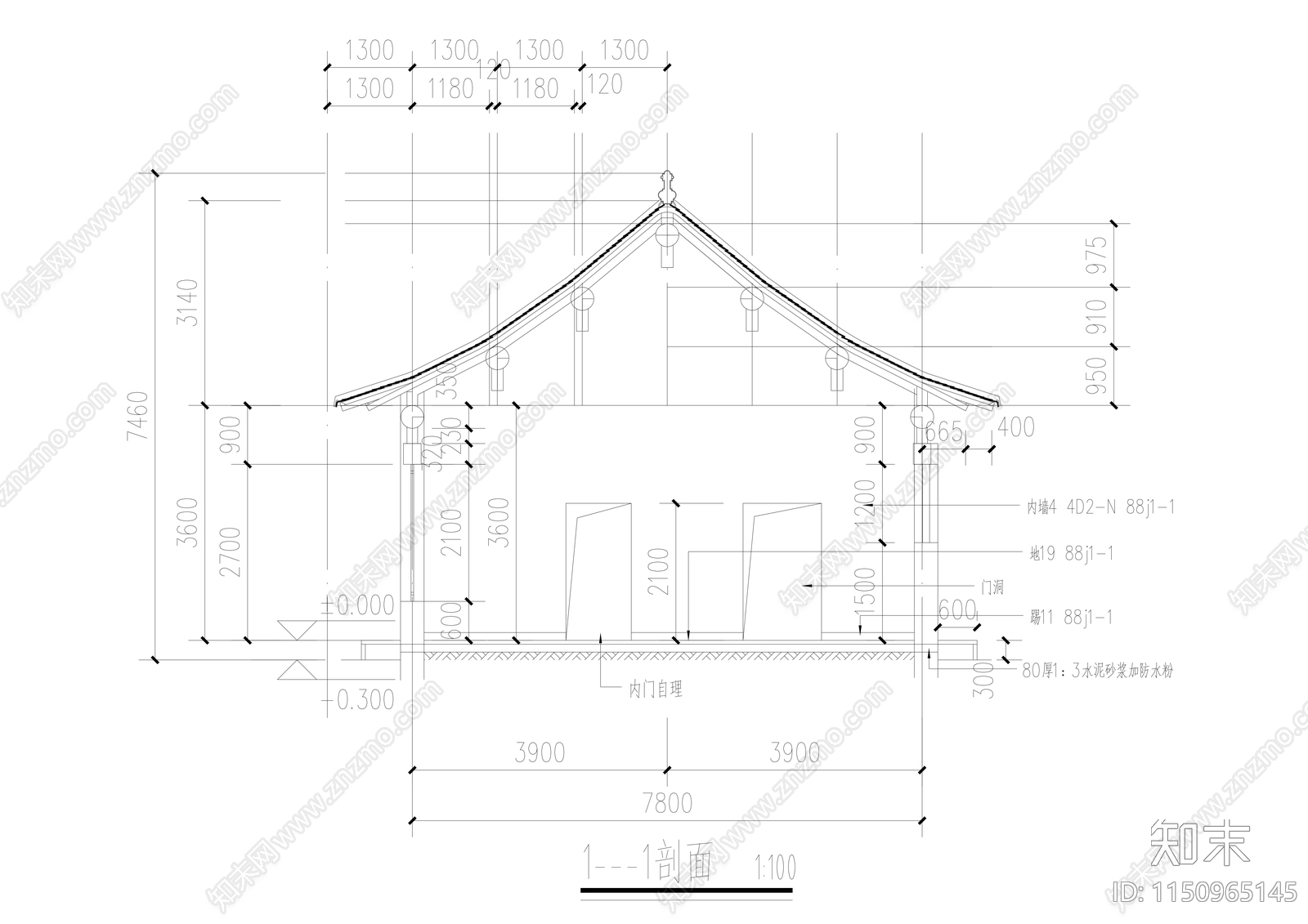 古建筑大楼门详图cad施工图下载【ID:1150965145】