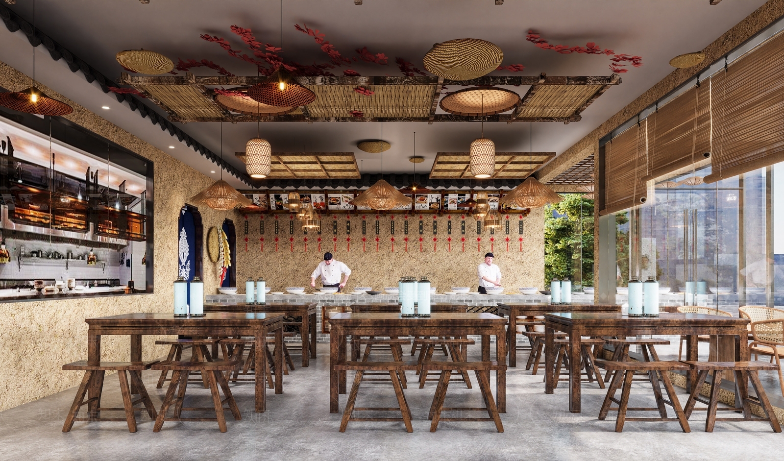 新中式怀旧茶餐厅3D模型下载【ID:1150965988】