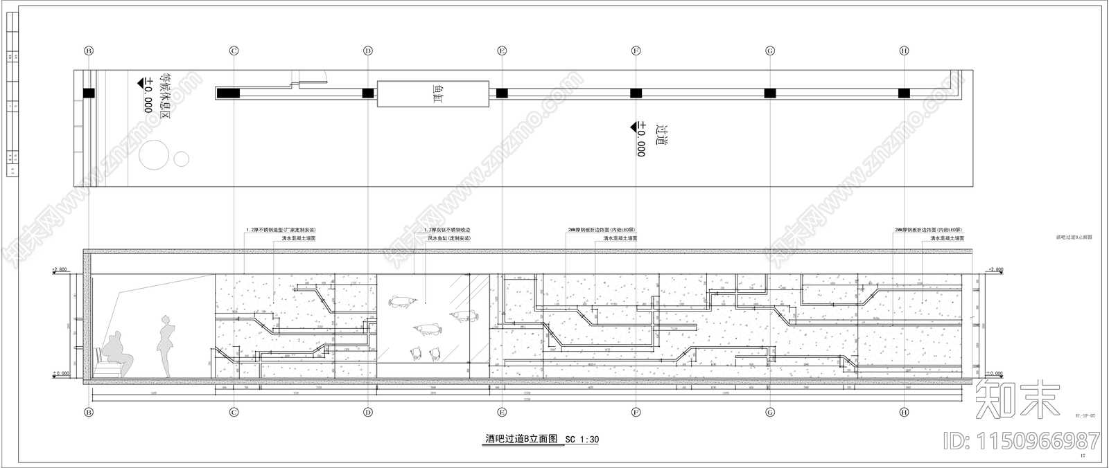 某酒吧室内cad施工图下载【ID:1150966987】